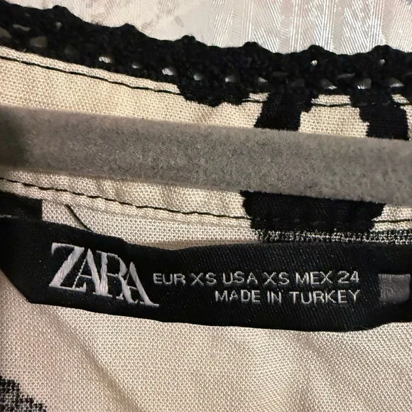Zara Monochrome Patterned, Cottagecore, Mini, Ruffled, Dress, Sz XS - Picture 6 of 9